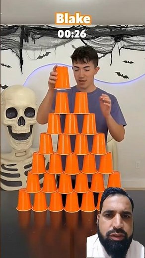 Cup Stacking Skills 😮🔥#CupStacking #StackingChallenge #Satisfying #ReactionShorts #AmazingSkills