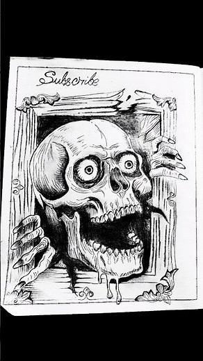 scary skull drawing 💀☠️