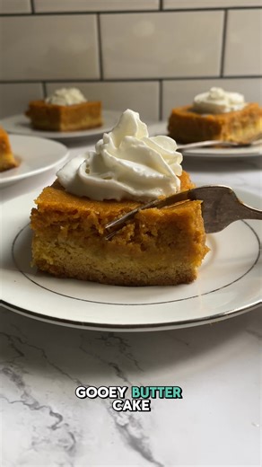 Pumpkin Gooey Butter Cake is so easy to make and it tastes amazing every time! 🧡 🤎 Ingredients ▢ Cake ▢ 1 box package yellow cake mix ▢ 1 egg ▢ 8 tablespoons butter melted ▢ Filling ▢ 1 15- ounce can of pumpkin ▢ 1 8- ounce package cream cheese softened ▢ 3 eggs ▢ 1 teaspoon vanilla ▢ 8 tablespoons butter melted ▢ 1 16- ounce box powdered sugar ▢ 2 tsp pumpkin pie spice Instructions 1. Preheat oven to 350F degrees. 2. Combine the cake mix, egg, and butter and mix well with an electric mixer. P