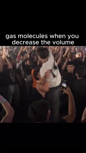 🔥EXPLANATION🔥: Decreasing the volume typically increases the temperature; this is known as adiabatic compression. This is because the work done on the gas to decrease its volume is converted into internal energy, increasing the kinetic energy of the gas molecules and thus raising the temperature. . . . the clip of the people is from the legendary @chemistutorapp . . . . #chemistrymemes #apchem #chemistry