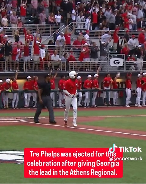 Phelps will receive a one-game suspension in addition to the present game ejection. #baseball #collegebaseball #georgia #sec