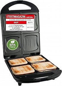 Emerio XXL Sandwich Toaster TEST GUT für alle Toastgrößen geeignet 4x große Muschelform für die ganze Familie Käse läuft nicht aus kein Verschmieren BPA frei 1300 Watt Sandwichmaker 4er