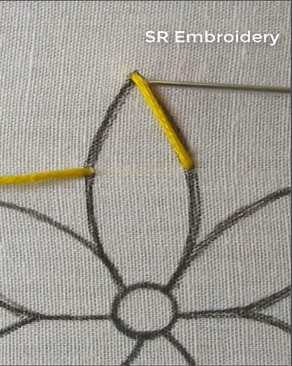 Fishbone stitch amazing flower design #reels | SR Embroidery