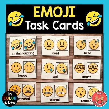 Emoji Matches- Task Cards- Feelings- Preschool, Kindergarten, Special Education