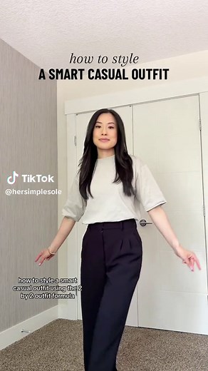 How to style a smart casual outfit using the 2x2 outfit formula ✨ the idea is to mix 2 casual and 2 smart-ish wardrobe pieces to create a more interesting and balanced look. Smart casual is my favourite way to dress, and while I’m not sure if I achieved it here (lol) at least I came out with an outfit I love. Keep the 2x2 outfit formula in mind if you’re looking for an easier way to get dressed! Head to the link in my bio or @shopltk account for outfit details 🖤 https://liketk.it/4bBiE #outfitf