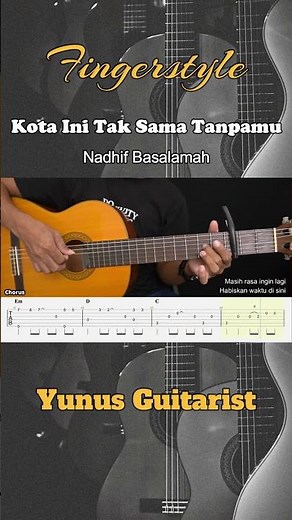 Kota Ini Tak Sama Tanpamu - Nadhif Basalamah - Fingerstyle Guitar Tutorial + TAB #fingerstyle