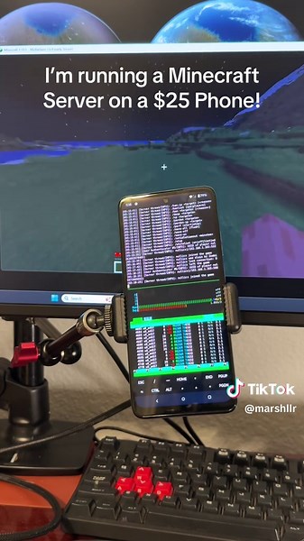 You can run a full minecraft server on a phone btw. #android #androidhacks #minecraft #code #software
