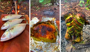 1-Mud Chicken 2-Mackrel Fish Fry 3-Green Chicken Cooked inside tin | Ginger Cook ASMR