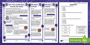 LKS2 New Year Celebrations Around the World Reading Comprehension Activity