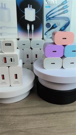 20W PD Type-C Lightning Fast Charging Set Cable Device Cellphone Charger Electronic Smartphone IPHONE Color Purple Green Blue White and Pink Compatible IOS device