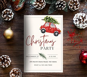 Editable Christmas Party Invitation Template (CANVA) - Etsy