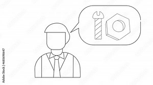 animated sketch of a man and nuts and bolts