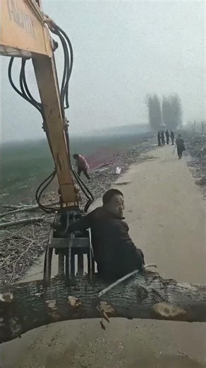 Rural Logging Site: Daily Life of Excavator and Workers