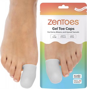 ZenToes Toe Caps Cushion, Toe Gel Protector from Rubbing Shoes, Protect Missing and Ingrown Nails, OSFM (Large, White)