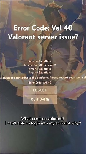 Error Code: Val 43 Valorant server issue? #error #valorant #server #problem #shorts