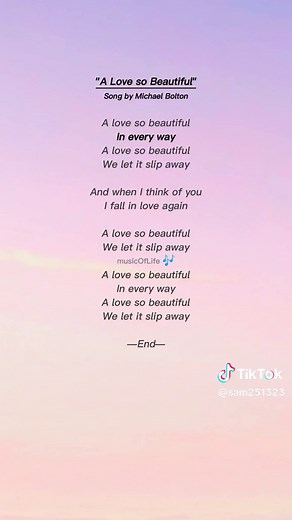A Love So Beautiful - Michael Bolton: Full Lyrics Song of Life Love