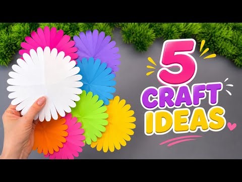 🌸 5 Easy Paper Flower Craft Ideas | Beautiful DIY Paper Flowers