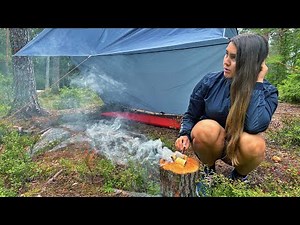 SOLO ASMR CAMPING | CAMPFIRE RELAXING IN THE TENT WITH THE SOUND OF NATURE