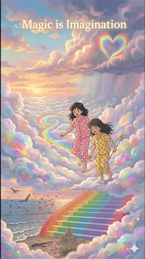 “Magic is Imagination – Rainbow Adventure with Sisters 🌈✨” #studioghibli #ghiblistyle