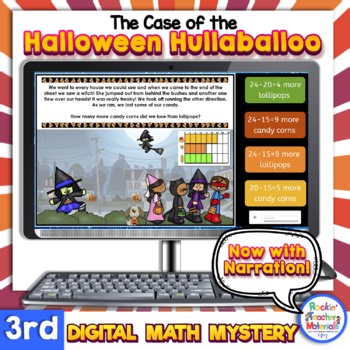 Halloween 3rd Grade Math Mystery Story Problems | Digital & Self-Correcting
