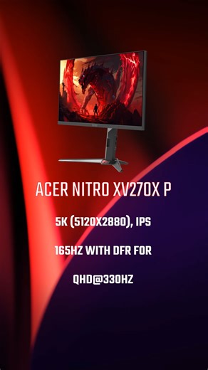 The NEW Acer Nitro XV270X P monitor combines stunning 5K resolution with high refresh rates. Ready to dominate intense gaming sessions and power through those creative projects 😈#AcerNewProduct Discover more: https://www.acer.com/acer-nitro-xv270x-p | Acer