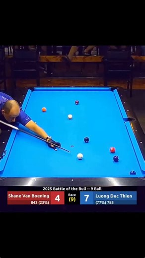 14K views · 377 reactions | Shane Van Boening vs Luong Duc Thien| 2025 Battle of the Bull. Computer vision algorithms used for ball trajectory simulation and data-driven visualization. | PerformStars | Facebook