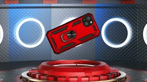 Aozuoton for iPhone 12 Mini Case with Screen Protector：Dual Layer Military Grade Drop Protection Magnetic Ring Kickstand - Camera Lens Protective Phone Case for iPhone 12 Mini Purple