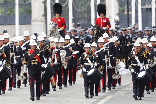 The royals and members of the Armed Forces involved in the Queen's funeral procession today