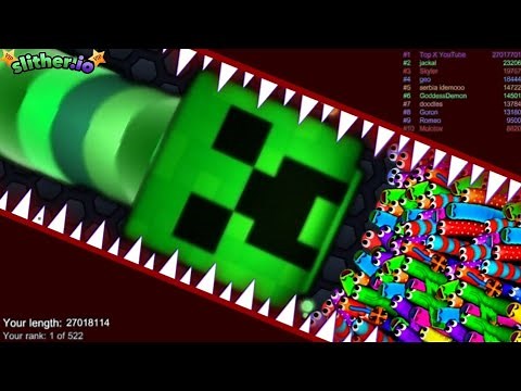 Slither.io A.I Creeper Minecraft Vs Pro Snake - Epic Skin Slitherio Vip Gameplay - Infinity Score
