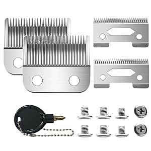 2 Pack Silver Professional Replacement Blades，Compatible with Wahl Clipper 2 Hole Clipper Blade Replacement Blades