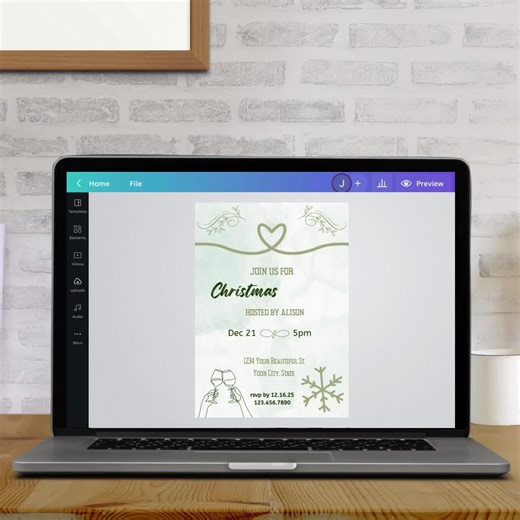 Christmas Dinner Invitation, Editable Template, Digital Download - Etsy