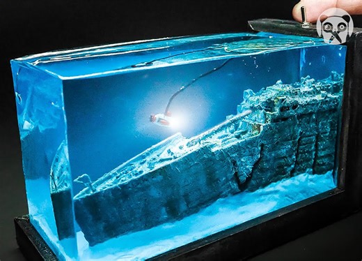 Making a Titanic wreck discovered by submarine diorama | Crafty School