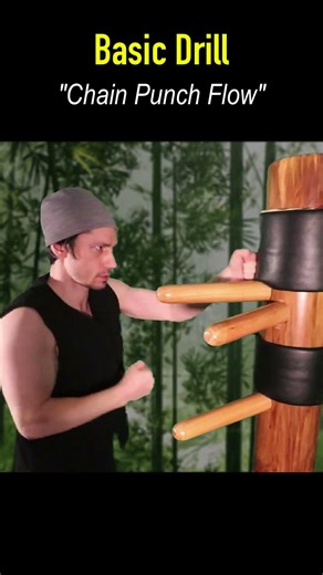 Basic Wing Chun Dummy Drill - "Chain Punch Flow"