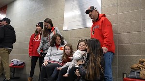 Today, the Gaudreau family was on hand for the delivery of the first bench made from the sticks left at the Johnny and Matthew Gaudreau memorial, which has been placed at the Flames Community Arenas ❤️ | Calgary Flames
