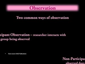 Research Methods - Observation