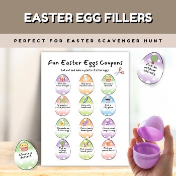 Easter Scavenger Hunt Egg Fillers Printable, Easter Egg Hunt Essentials