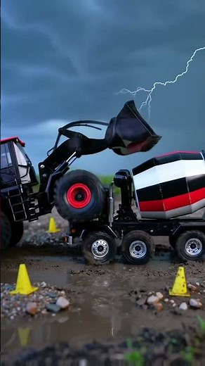 Epic RC Construction: Bulldozer & Grader Tackle Gravel Under Stormy Skies! 🚧