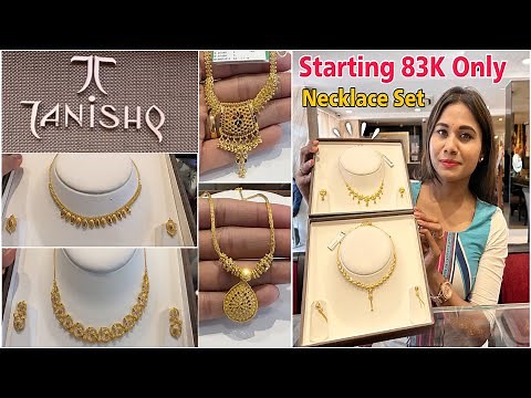 Tanishq Latest Gold Necklace Set Designs Starts At 83K| Lightweight 22Kt Gold Necklace Set Tanishq|