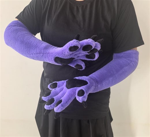 Slim Fursuit Paws | Purple Cosplay Paw Gloves for Jax | Long Arm Furry Handpaws With Pad | Slim Fit Kigurumi Dexterity Gear | Clibingdesign - Etsy