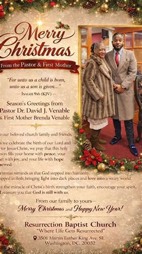 Merry Christmas and Happy Holidays from Resurrection Baptist Church and the First Family. We love you and see you soon. | Resurrection Baptist Church DC