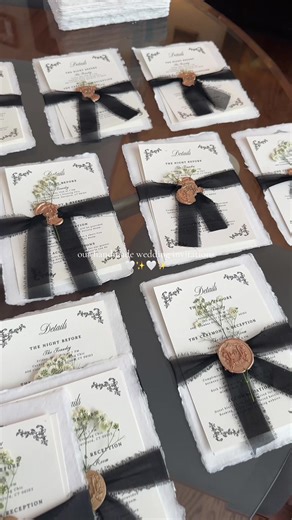 our handmade wedding invitations coming to life 🤍🖤 #weddinginvitation #handmadeweddinginvitations #weddinginvitationsuite #vintageinvitations #weddingtok
