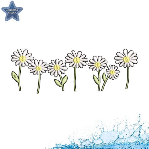 Daisy Line Art Embroidery Design Digital File, Simple Floral Daisy Chain Pattern, Cute Spring Flower Motif, Pes Dst Jef Download Art - Etsy