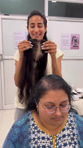 A little change can make a whole lot of difference 🥰 Using 1HS 4x5” Light Density Silk Topper Shop yours only on 1hs.in ✨ #hairtopperwomen #hairextensions #reelsvideo #reeloftheday | 1 Hair Stop India