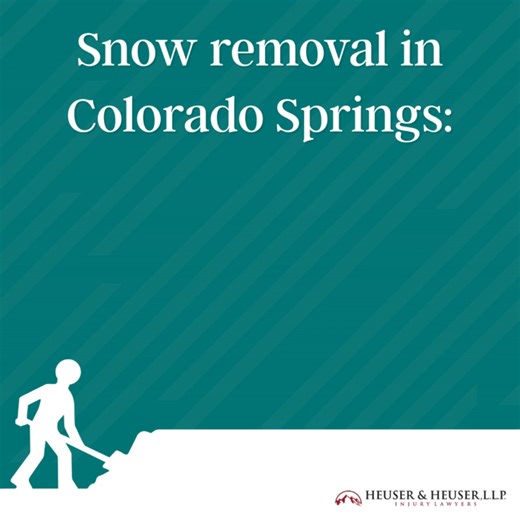 Heuser & Heuser, L.L.P. on Instagram: "Colorado doesn't have one statewide snow-shoveling deadline. But property owners still have to take reasonable steps to keep walkways, entrances, and parking areas safe. In Colorado Springs, the city code sets timelines for clearing sidewalks: 24 hours after snowfall ends for residential and 5:00 PM the next business day for commercial. If someone slips, details like when the snow stopped, when the area was cleared, and whether melting/refreezing made it sl