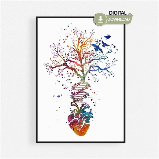 Heart DNA Tree Printable, Heart Transplant Gift, Cardiac Surgery Recovery Art, Anatomy Art Instant Download - Etsy