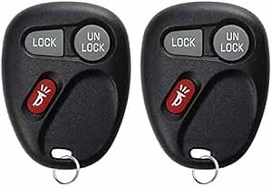 KeylessOption Key Fob Replacement for 1998 1999 2000 2001 2002 2003 2004 Cadillac Escalade Chevrolet Chevy Silverado Suburban Tahoe GMC Yukon Sierra Keyless Entry Remote, 3-Button 15042968-2 Pack