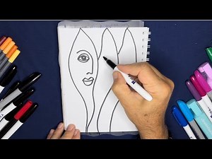 How to draw Abstract Faces: Step by Step guide #18 | Relaxing Art Video