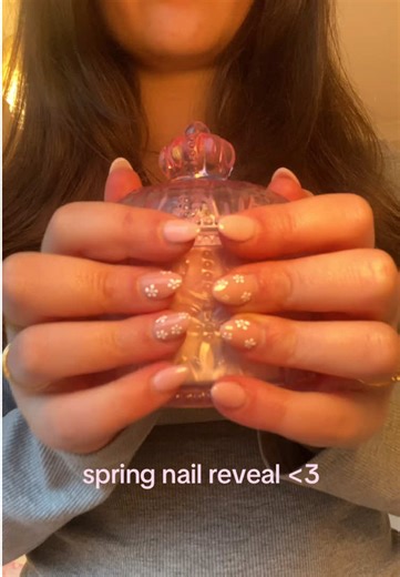 SPRING nail reveal 🤍🌷🧚🏻🎀💗 #nailreveal #nailsart #spring #springnails #naill