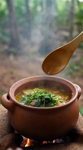 How to Cook Jungle Soup in a Clay Pot 🌿🔥 #shorts