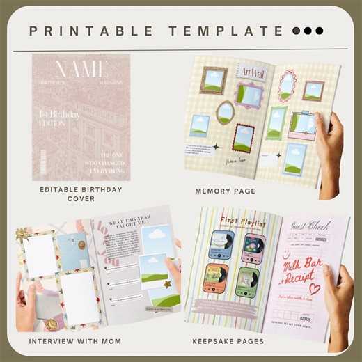 Editable Birthday Memory Book Template | Canva Digital Download | Yearly Keepsake Book - Etsy